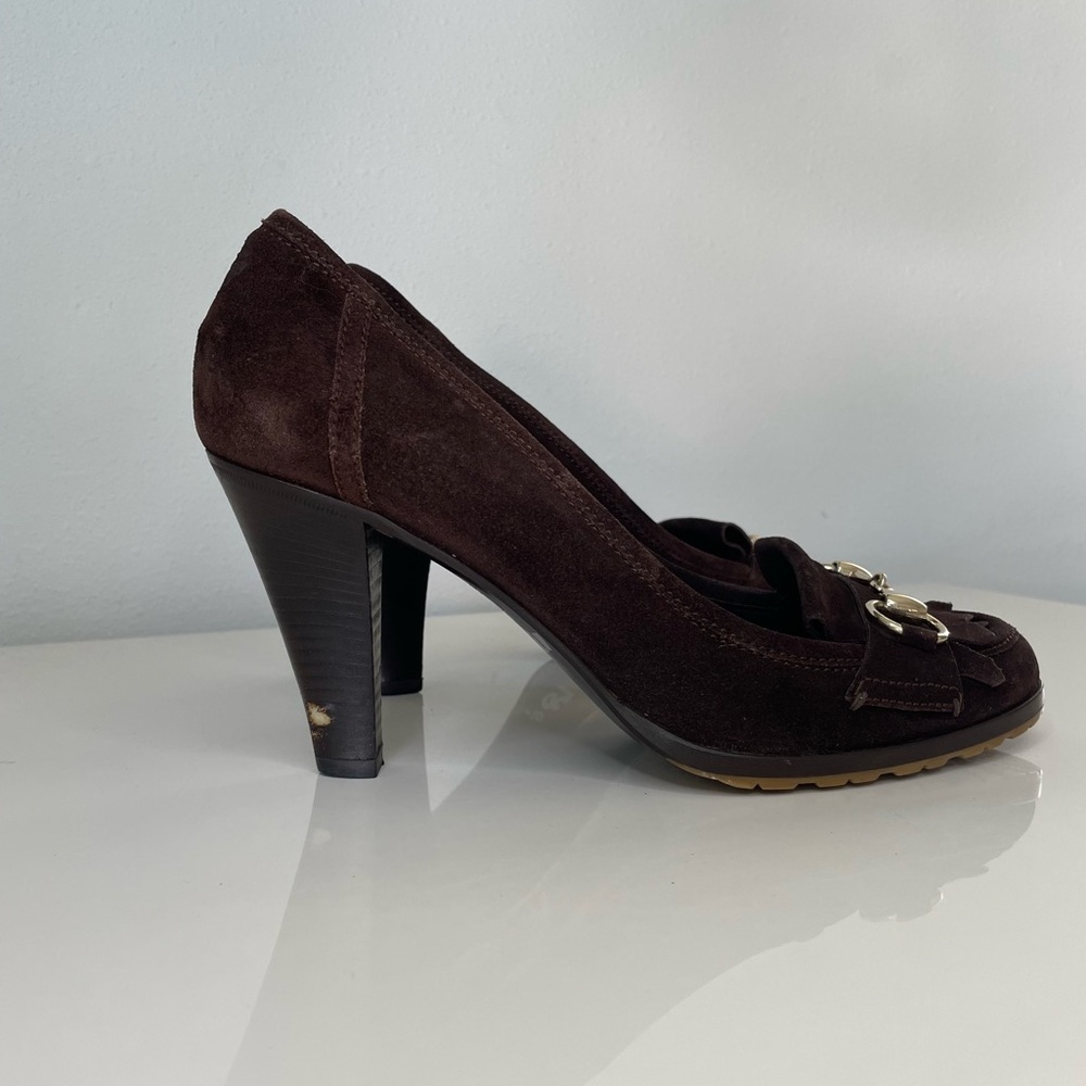 Gucci women’s brown suede high heels shoes, Size EU 39, US 8 - Picture 10 of 15